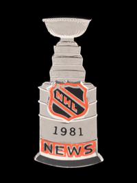 A 1981 New York Islanders vs. Minnesota North Stars NHL Stanley Cup Final Press Pin,