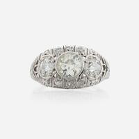 An Art Deco diamond and platinum ring
