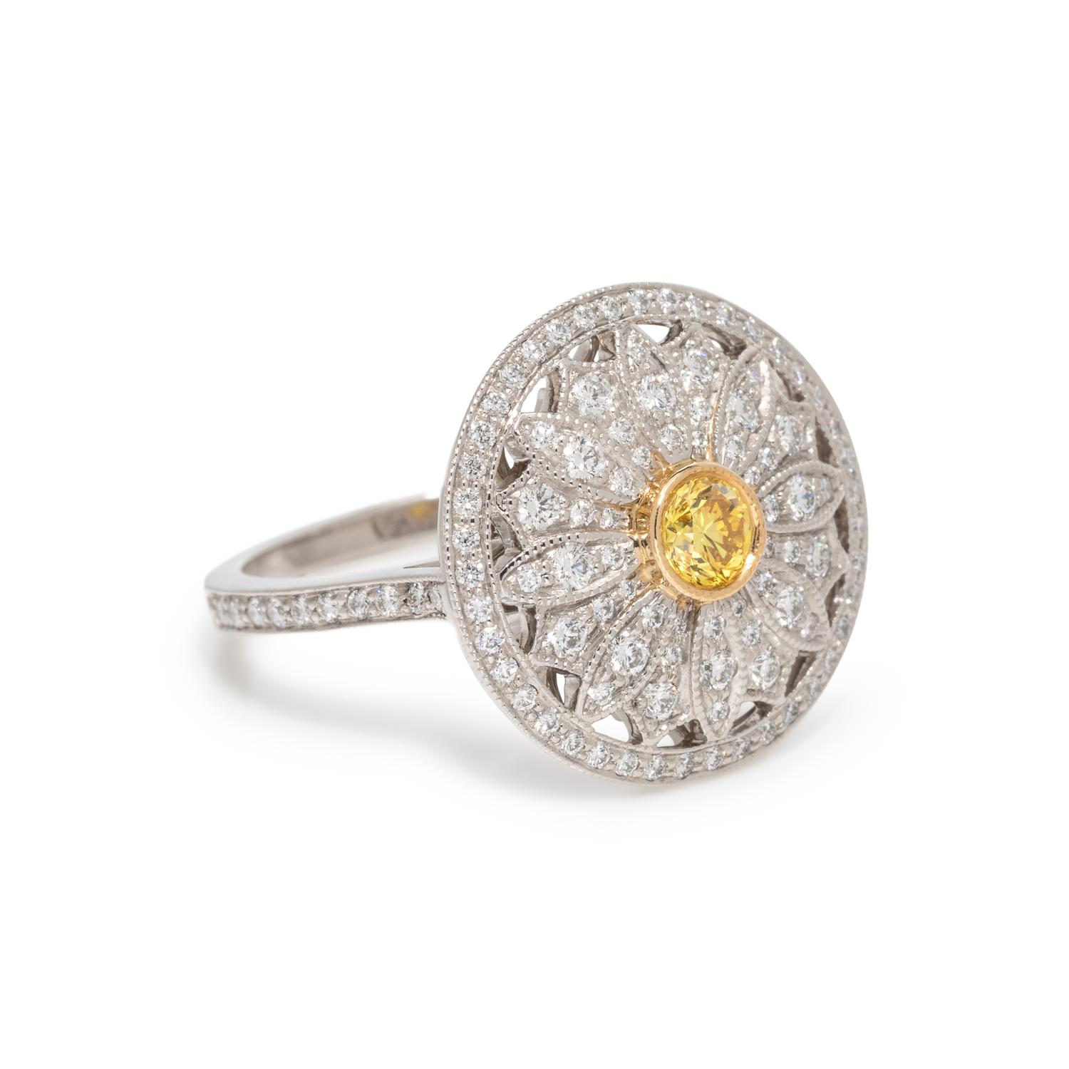 TIFFANY & CO., COLORED DIAMOND AND DIAMOND 'DAISY' RING