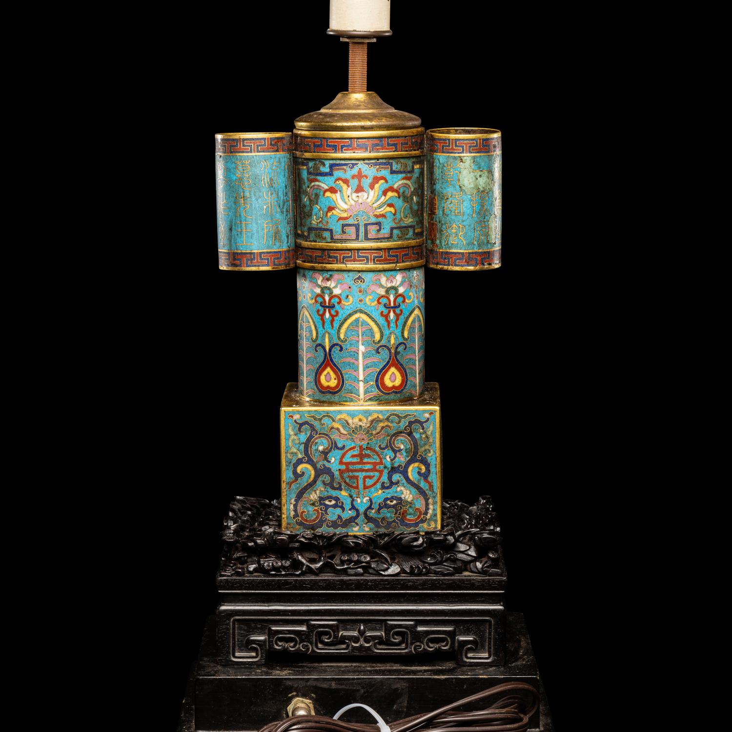 A Chinese Cloisonné Enamel 'Arrow' Vase 掐絲琺琅四方投壺