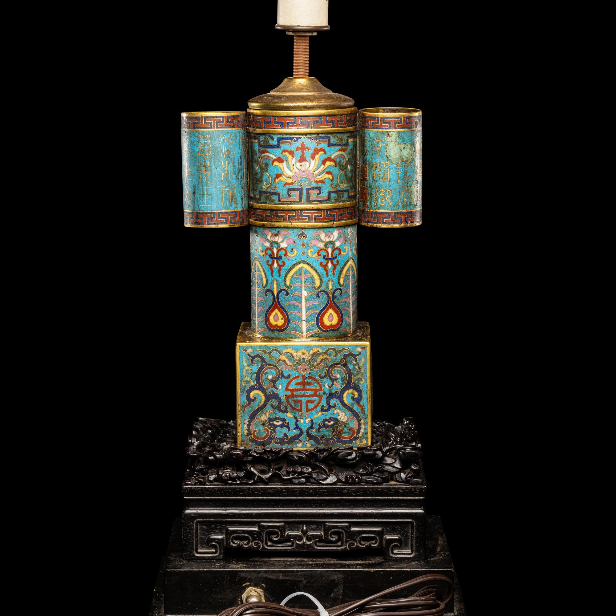 A Chinese Cloisonné Enamel 'Arrow' Vase 掐絲琺琅四方投壺