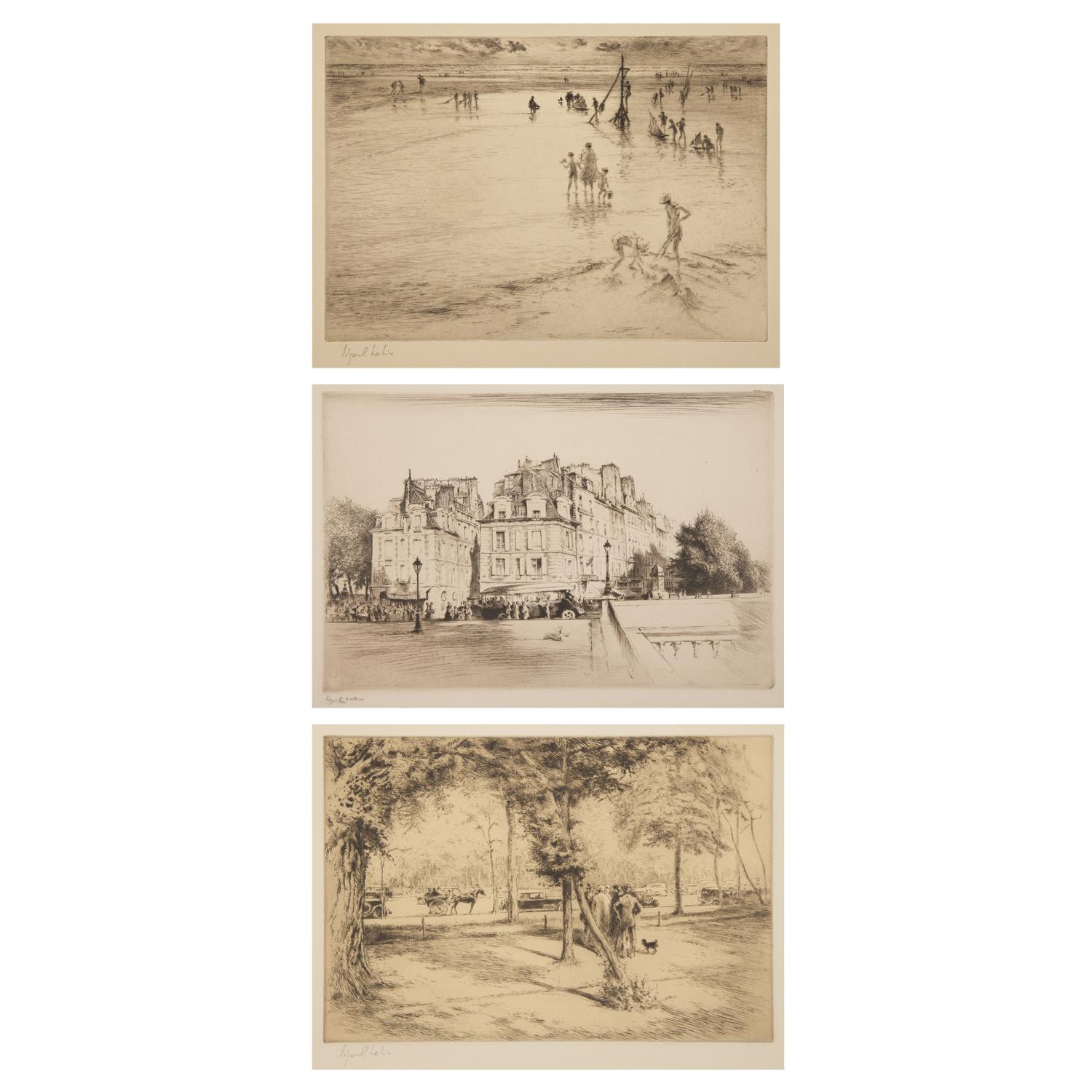 Edgar Chahine (French, 1874-1947) — Les Maisons du Pont Neuf; Together with Two Works (3)