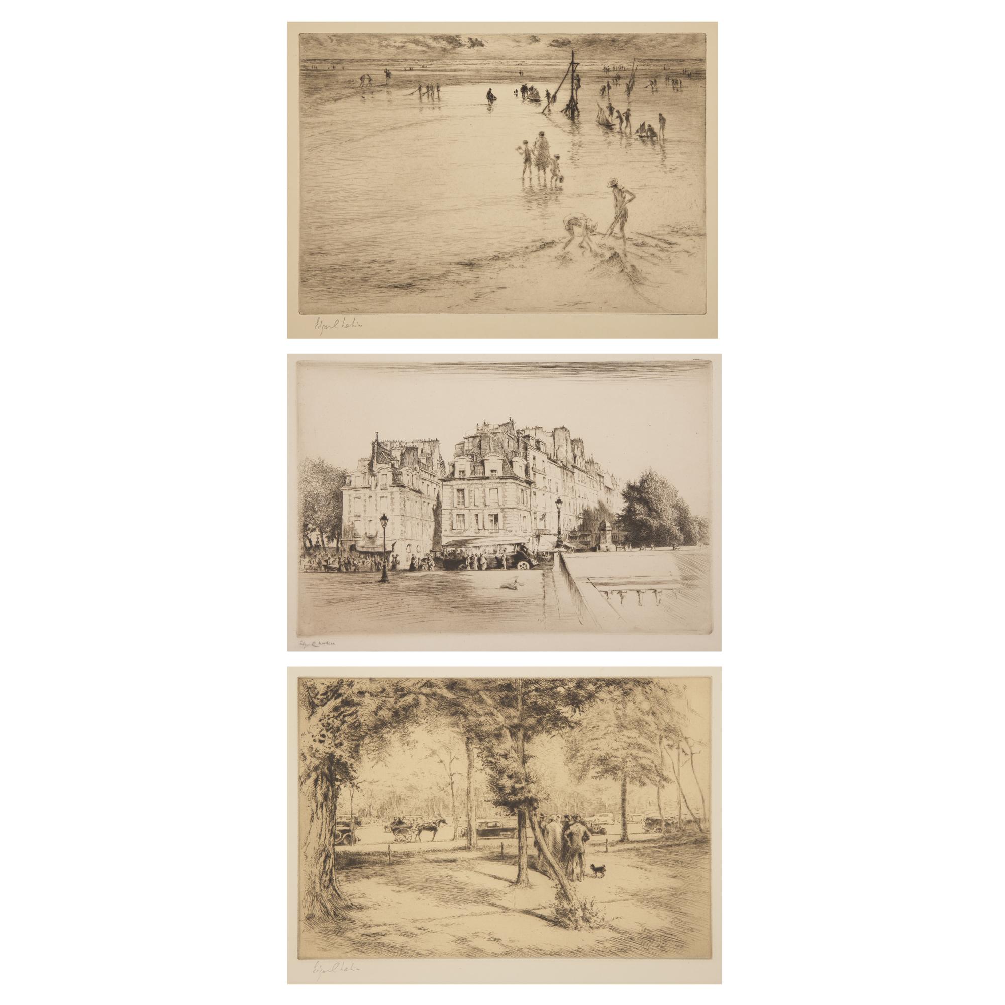 Edgar Chahine (French, 1874-1947) — Les Maisons du Pont Neuf; Together with Two Works (3)