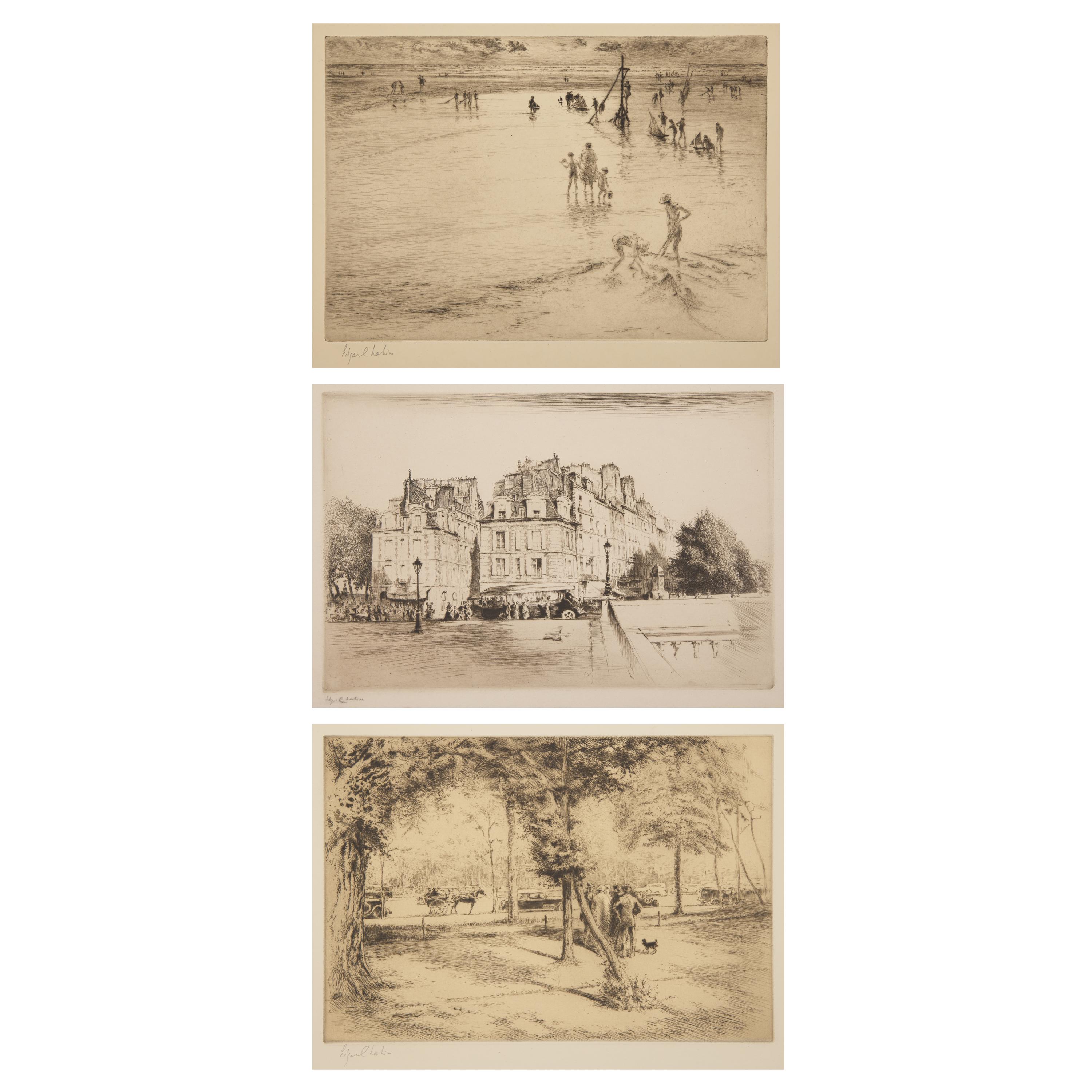 Edgar Chahine (French, 1874-1947) — Les Maisons du Pont Neuf; Together with Two Works (3)