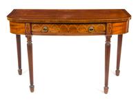 A Sheraton Style Mahogany and Marquetry Console Table Height 31 x width 49 x depth 22 inches. — 19TH CENTURY