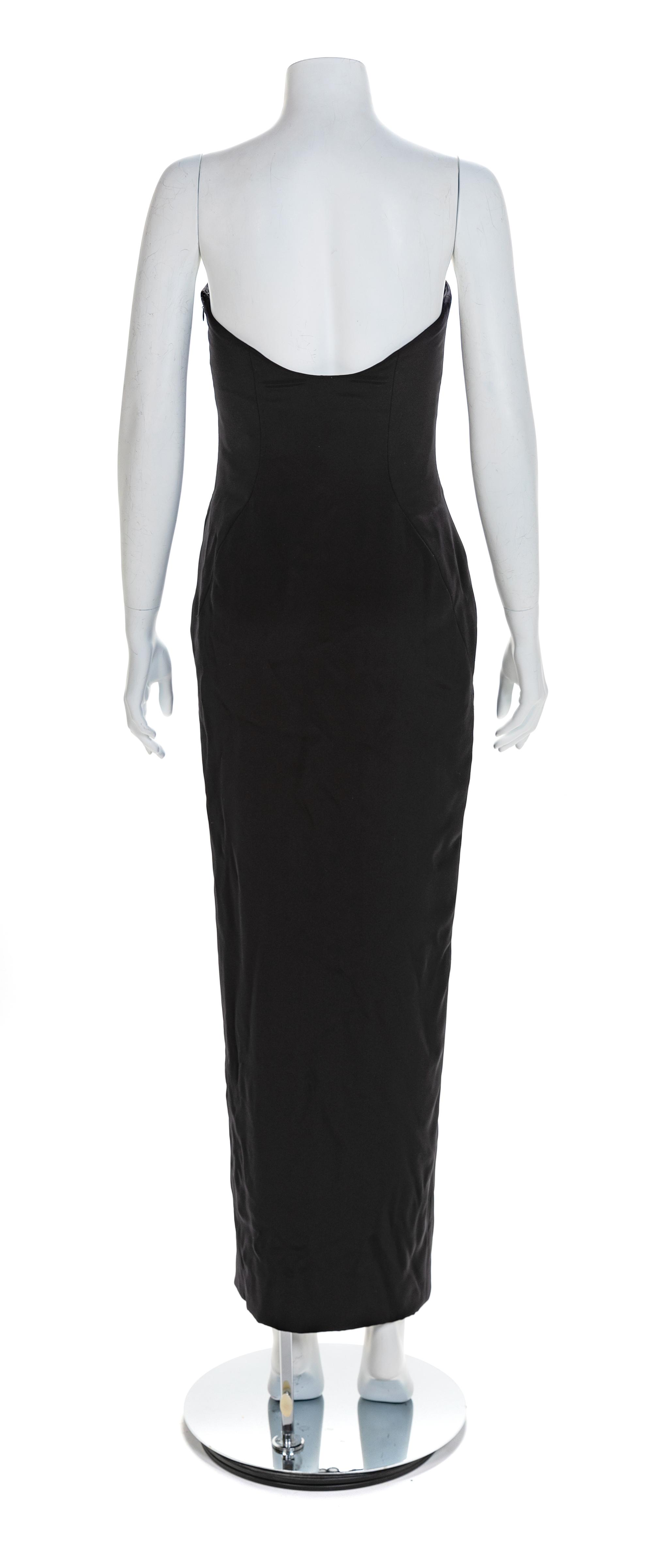 Atelier Versace Black Strapless Evening Dress with Sweetheart Bodice, 1990s No size label