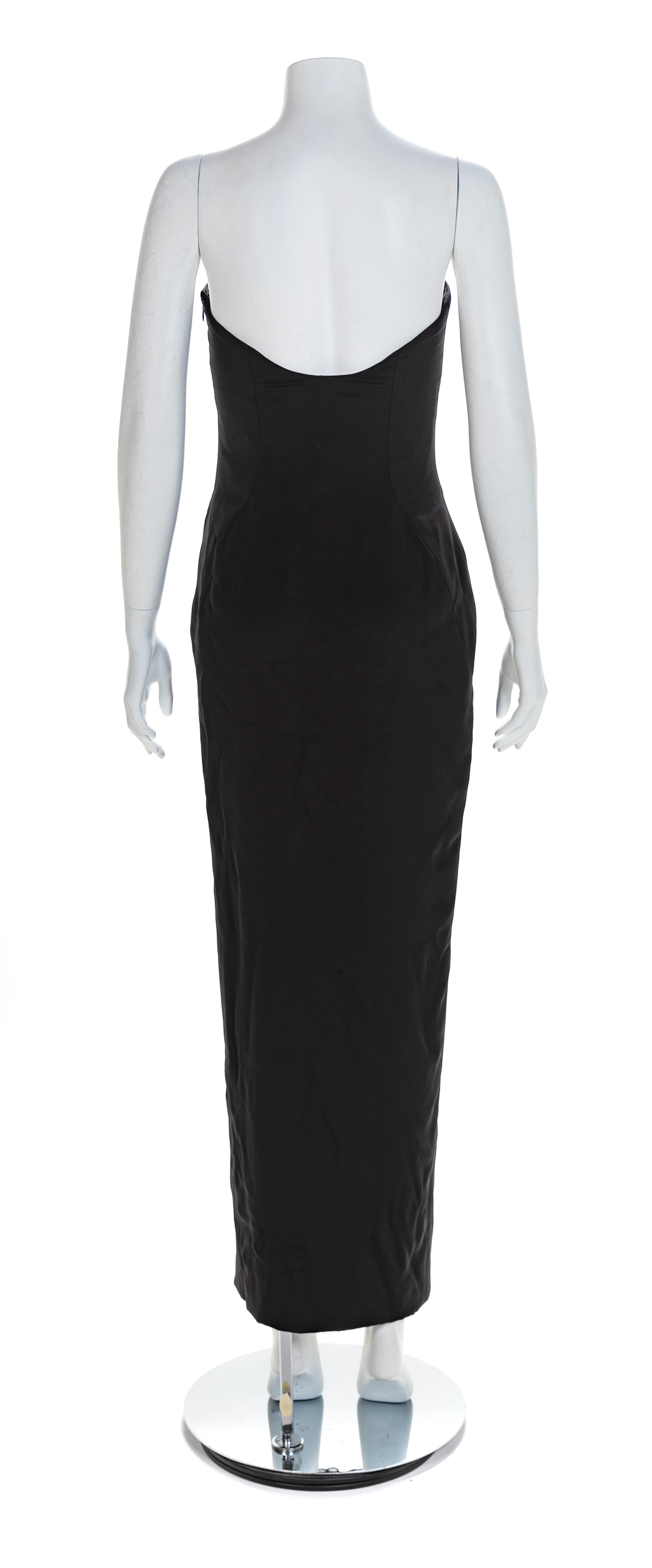 Atelier Versace Black Strapless Evening Dress with Sweetheart Bodice, 1990s No size label
