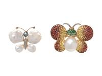 COLLECTION OF PEARL AND DIAMOND BUTTERFLY PENDANT/BROOCHES