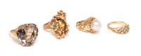 A Collection of Yellow Gold and Multigem Rings,