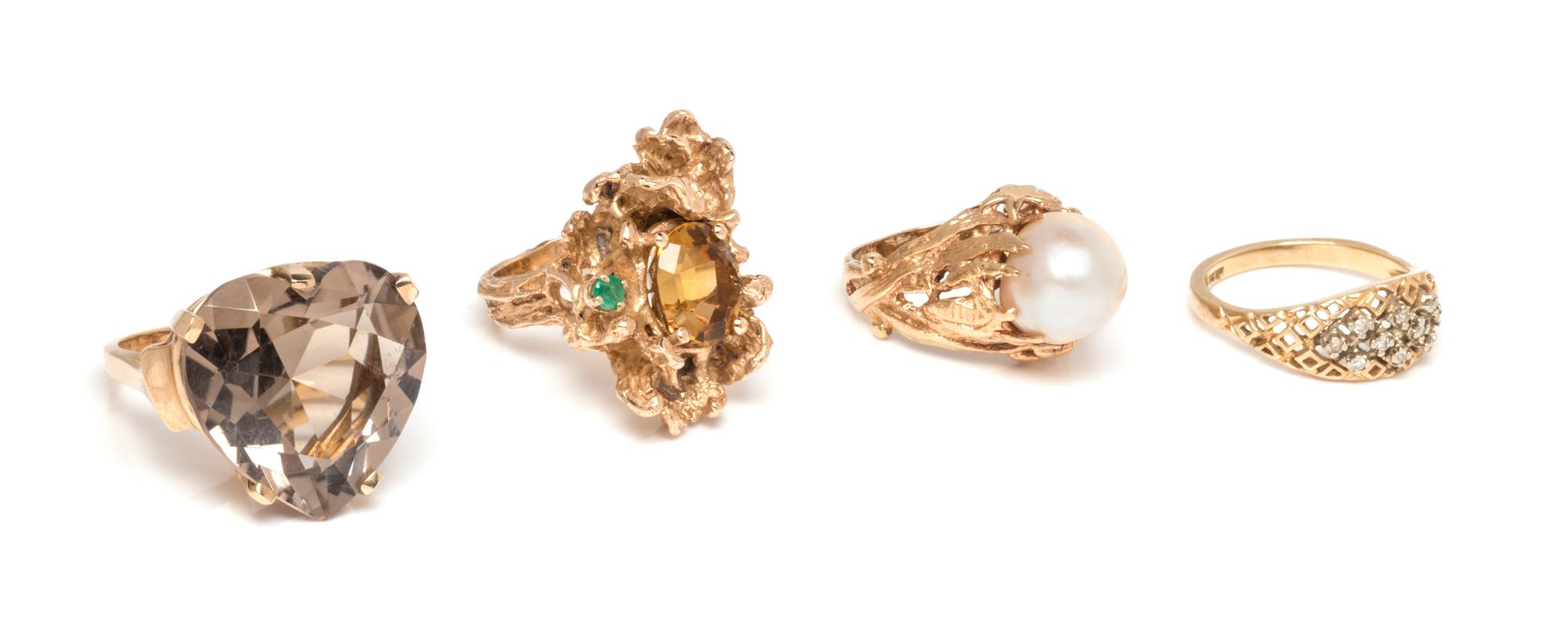 A Collection of Yellow Gold and Multigem Rings,