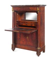 An Empire Style Gilt Metal Mounted Mahogany Marble-Top Secrétaire à Abattant