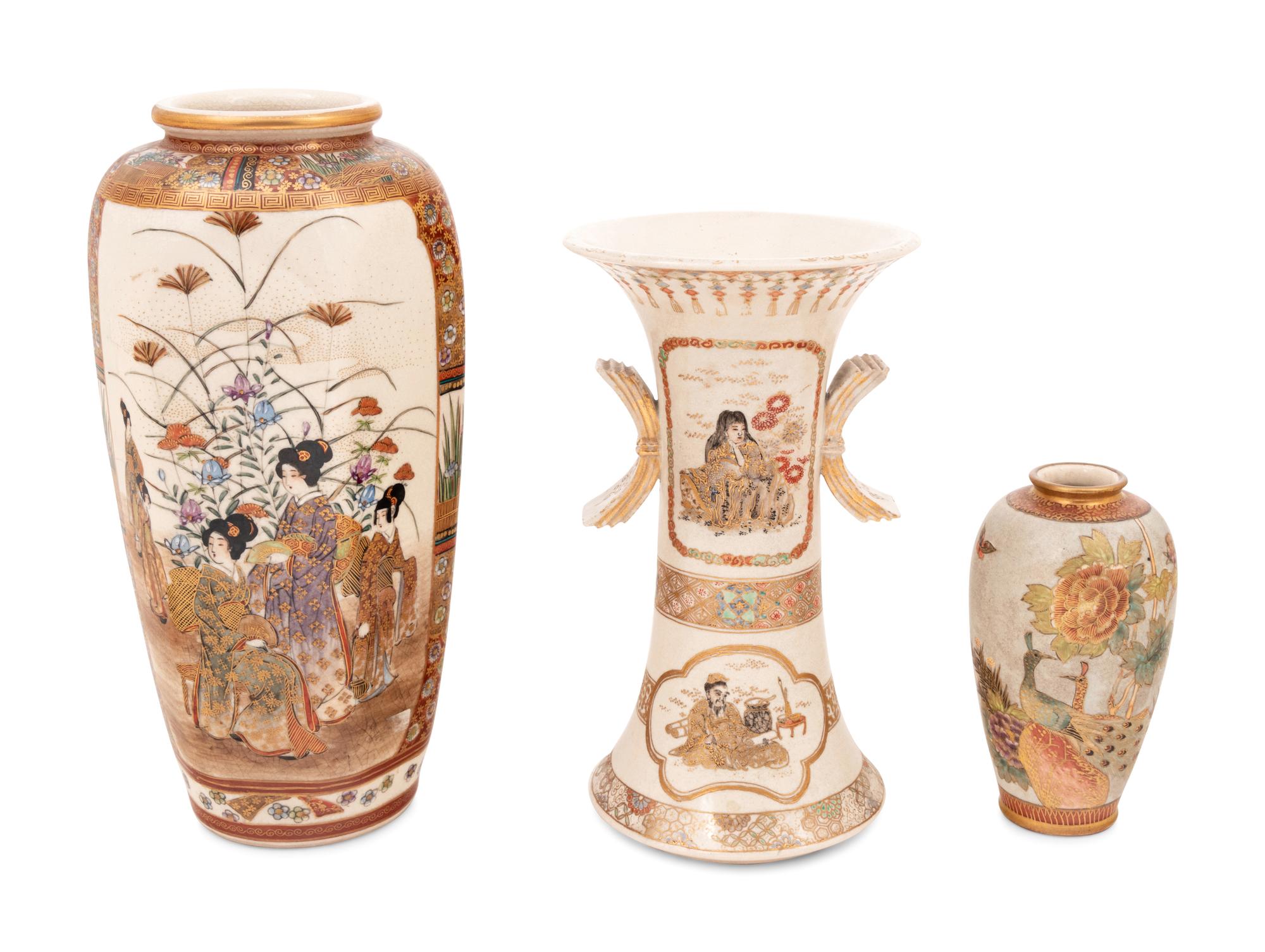 Three Japanese Satsuma Vases