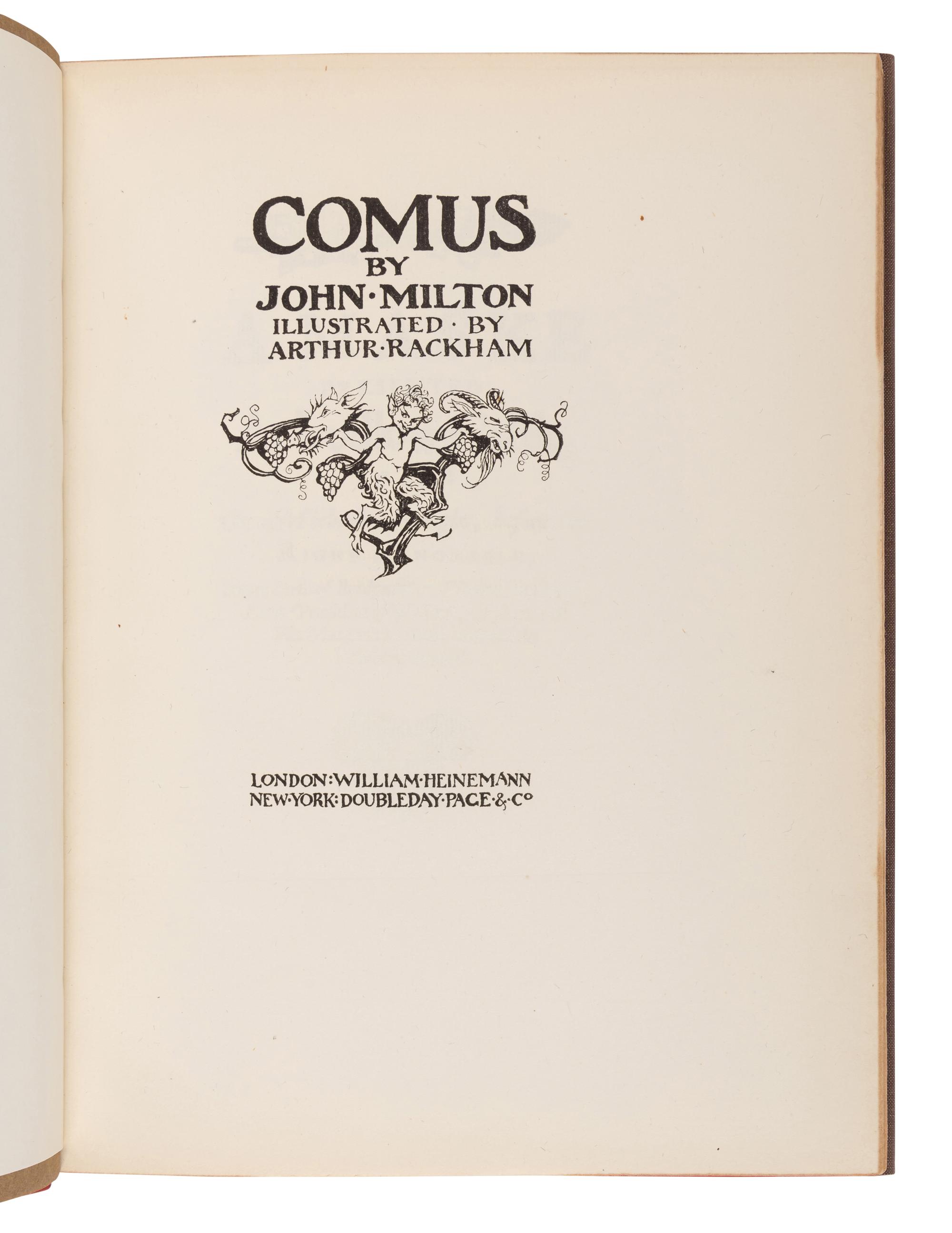 [RACKHAM, Arthur (1867-1939), illustrator]. MILTON, John (1608-1674). Comus . London and New York: William Heinemann and Doubleday, Page & Co., 1921.