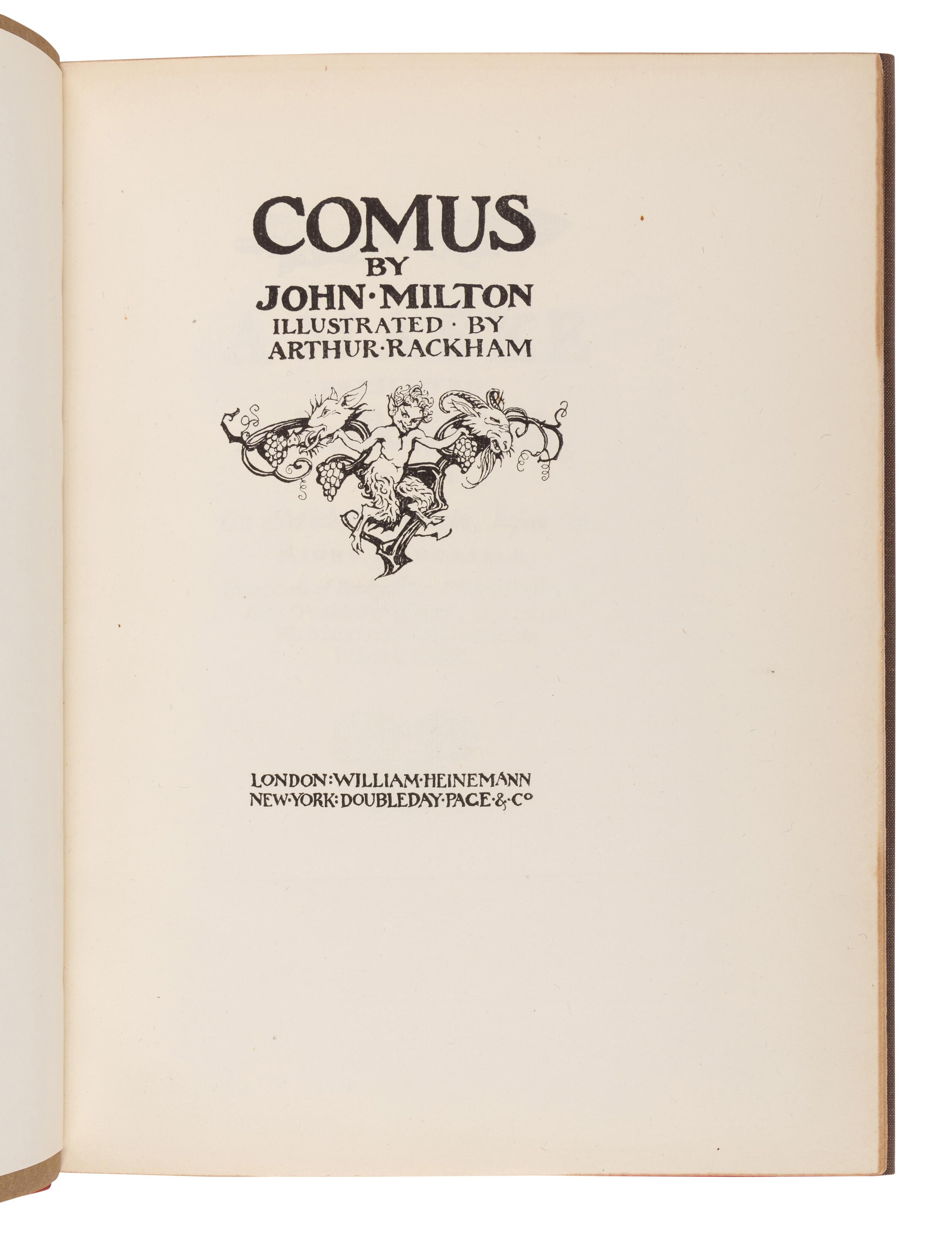 [RACKHAM, Arthur (1867-1939), illustrator]. MILTON, John (1608-1674). Comus . London and New York: William Heinemann and Doubleday, Page & Co., 1921.