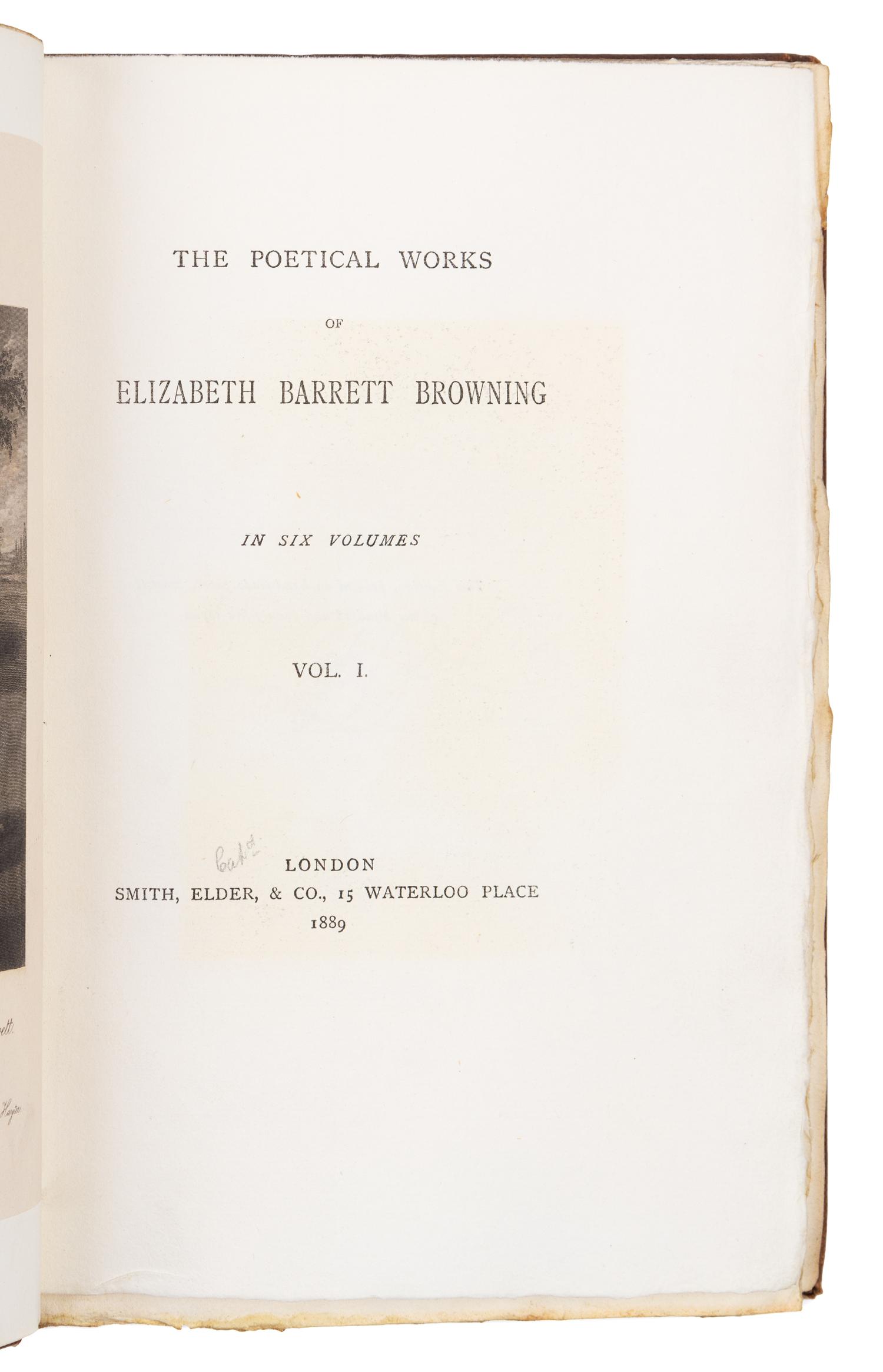BROWNING, Elizabeth Barrett (1806-1861). Poetical Works. London: Smith, Elder, & Co., 1889.