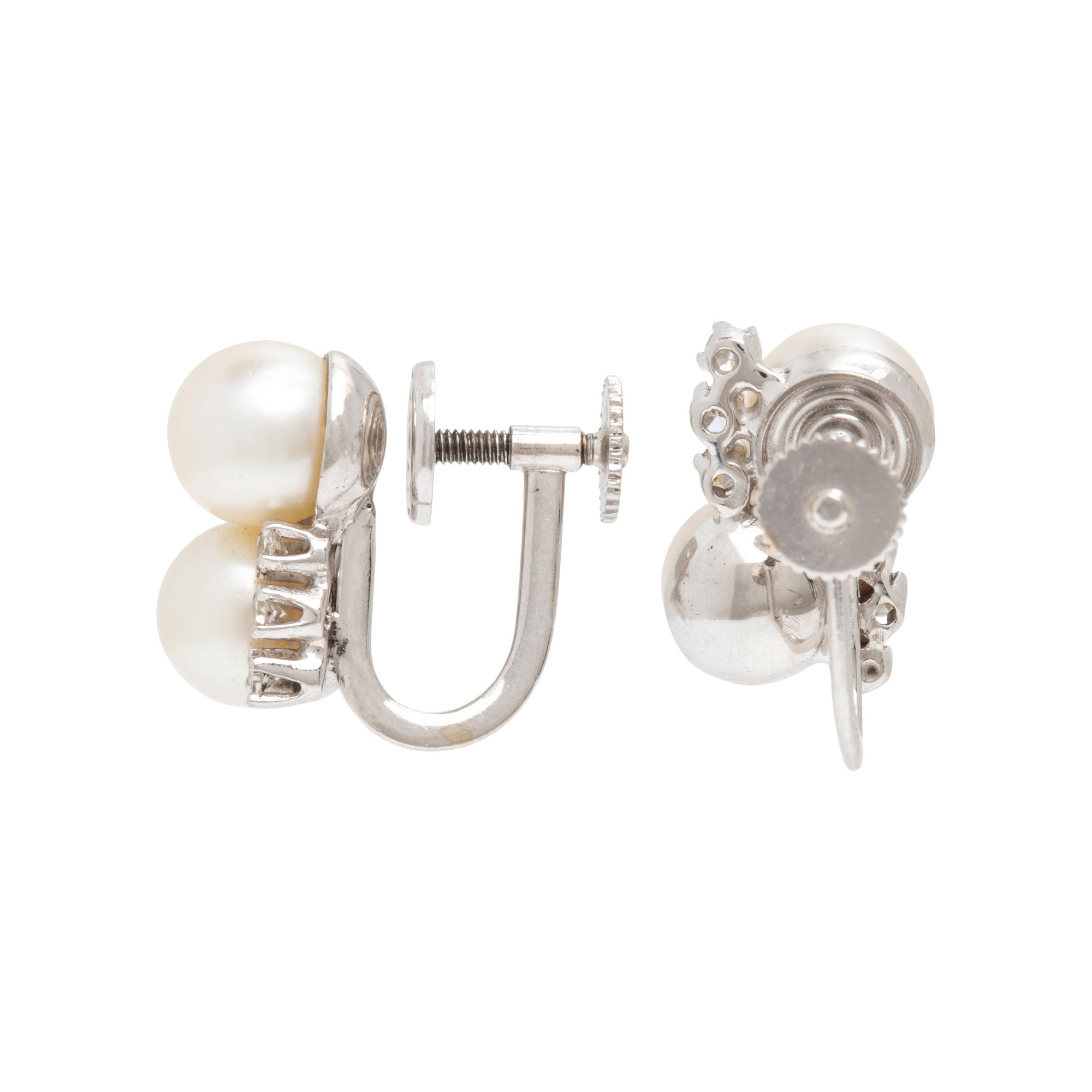 Mikimoto, Cultured Pearl Necklace and a Pair of Unsigned Cultured Pearl and Diamond Earrings