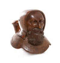 An Oversized Burlwood Figural Pipe, Height 6 inches.