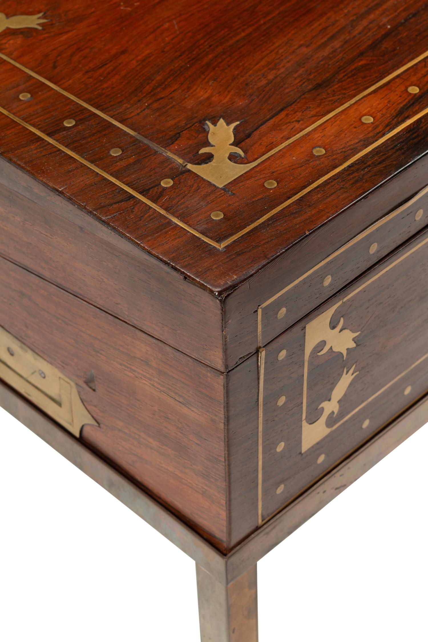 A Regency Brass-Inlaid Rosewood Writing Box