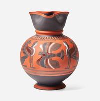 A Wedgwood Encaustic-Decorated Black Basalt Ale Jug with Sphinxes UK, 1850s