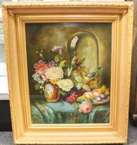 Continental School, (20th century), Still Life with Flower, Fruit and Birds