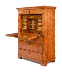 A Biedermeier Karelian Birch Fall-Front Secretary