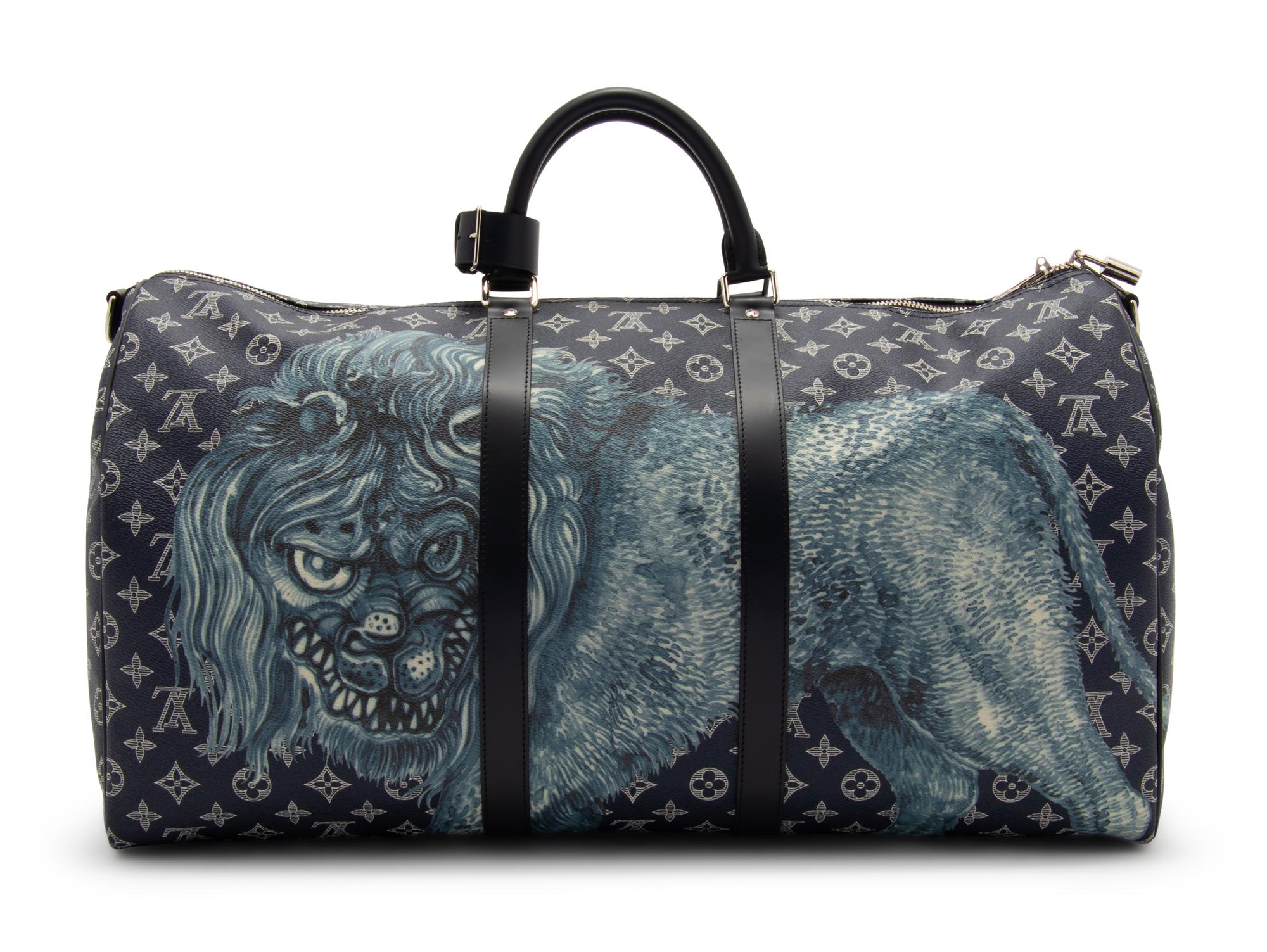 Louis Vuitton Limited Edition Keepall Bandoulière 55 in Monogram Savane Canvas with Lion Print, Chapman Brothers, Spring Summer 2017