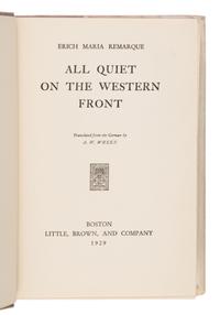 Remarque, Erich Maria (1898-1970). All Quiet on the Western Front . Boston: Little, Brown, & Company, 1929.