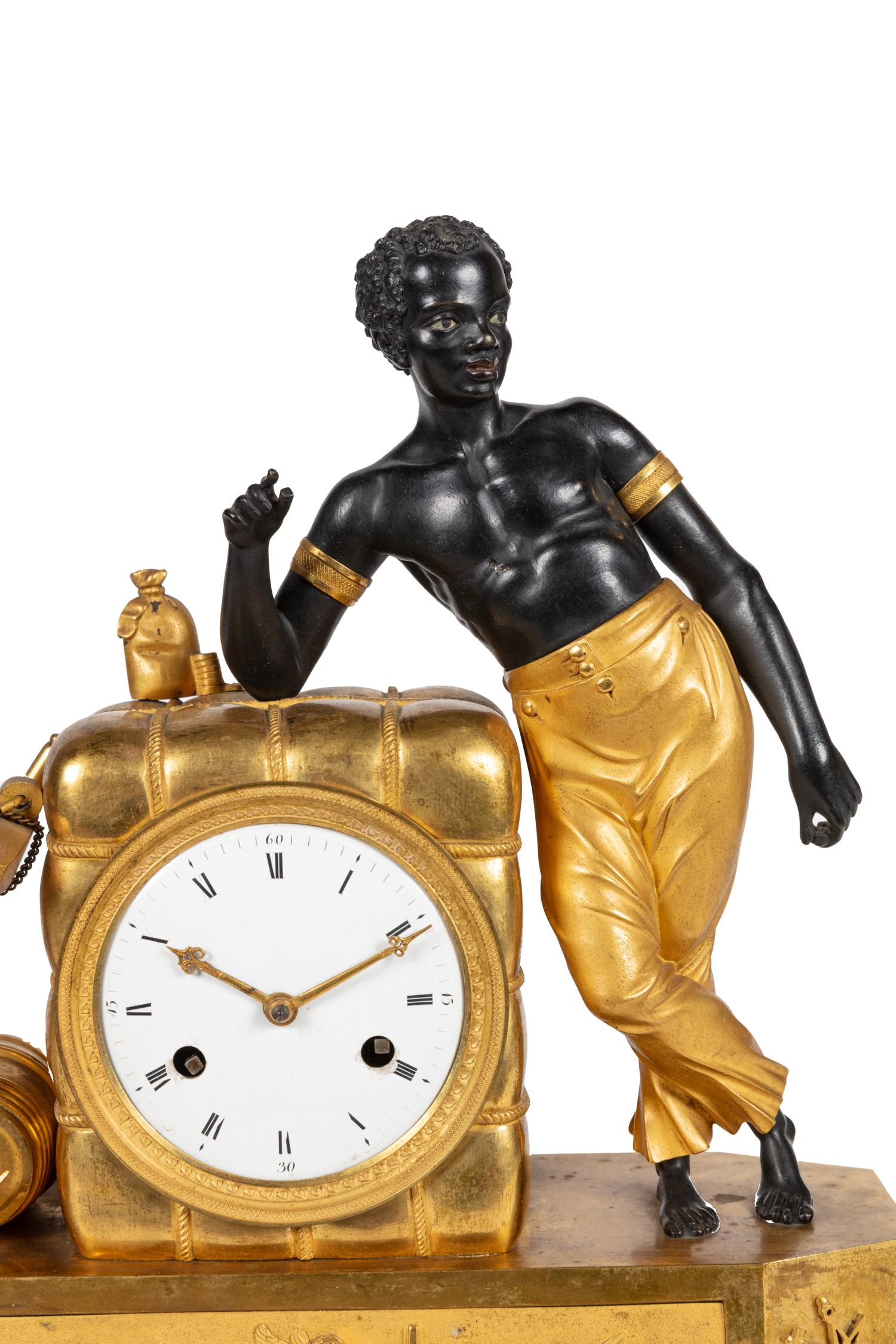 An Empire Gilt and Patinated Bronze 'Au Matelot' Mantel Clock