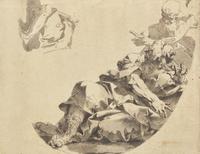 Study of a Ceiling Decoration, with Two Bearded Male Figures and a Study of the lower half of a Kneeling Figure