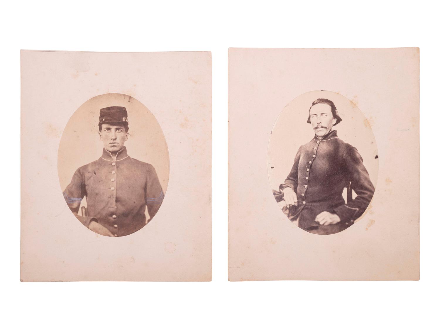 [CIVIL WAR]. A collection of items identified to brothers Robert and Samuel Burnside, Company H, 110th New York Infantry, comprised of a kepi and war-date photographs.