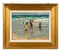 Children at the Beach and On the Rocky Shore (a double-sided work)