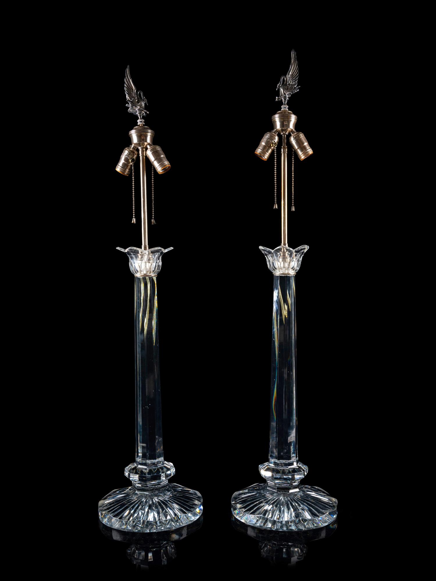 A Pair of Contemporary Cut Glass Lamps — SECOND HALF 20TH CENTURY