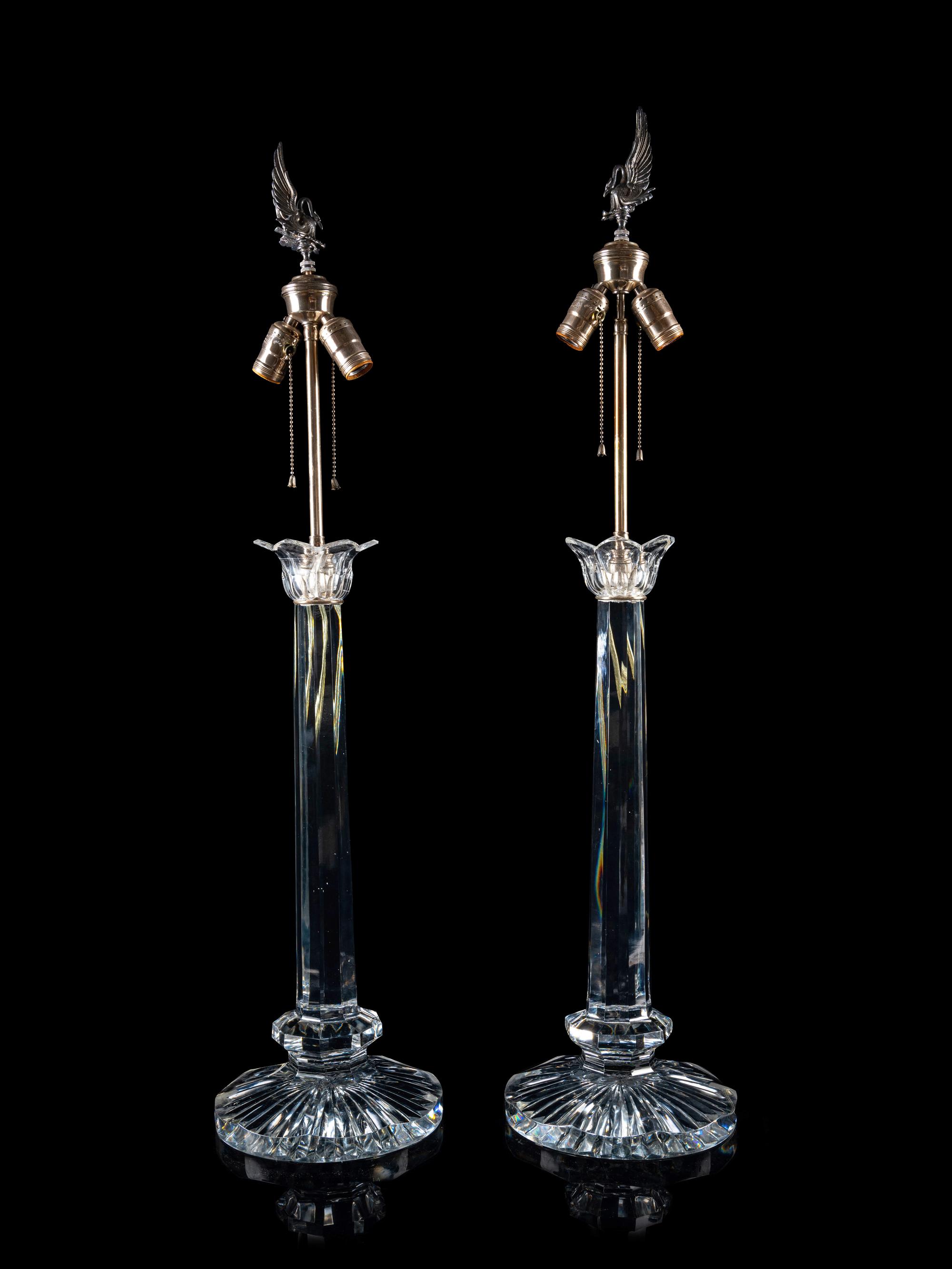 A Pair of Contemporary Cut Glass Lamps — SECOND HALF 20TH CENTURY