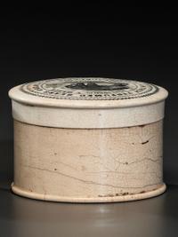 A Rare Transfer Printed Porcelain Perfumed Bear Grease Pot Lid and Base