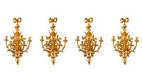 A Set of Four Louis XVI Style Gilt Bronze Five-Light Sconces