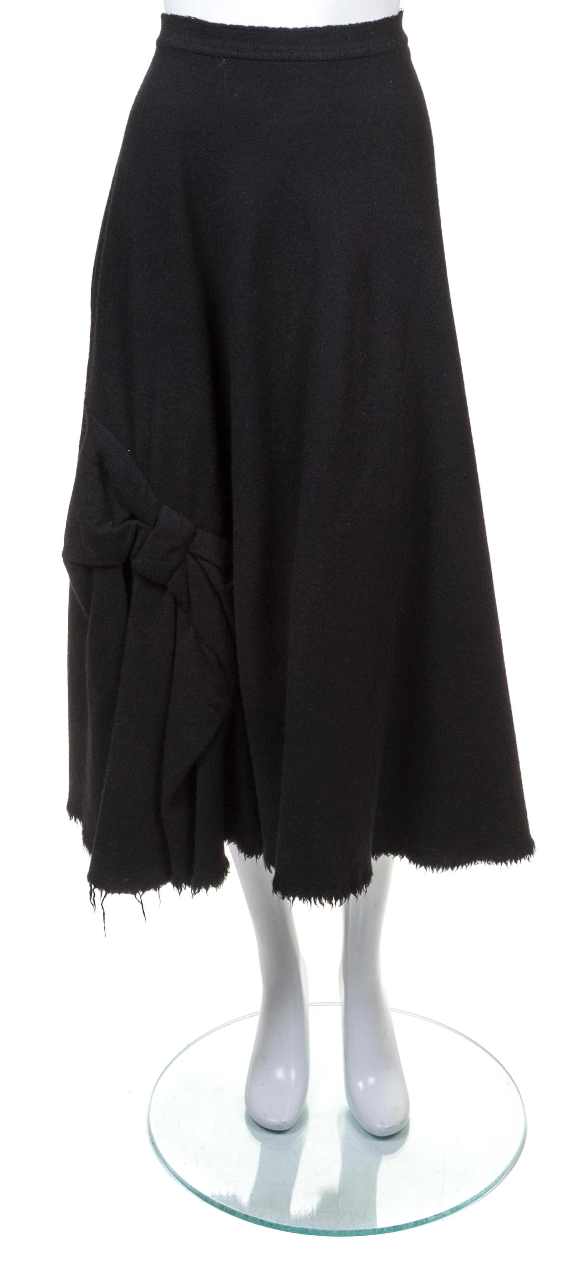 A Junya Wantanabe Black Wool Skirt, Size M.