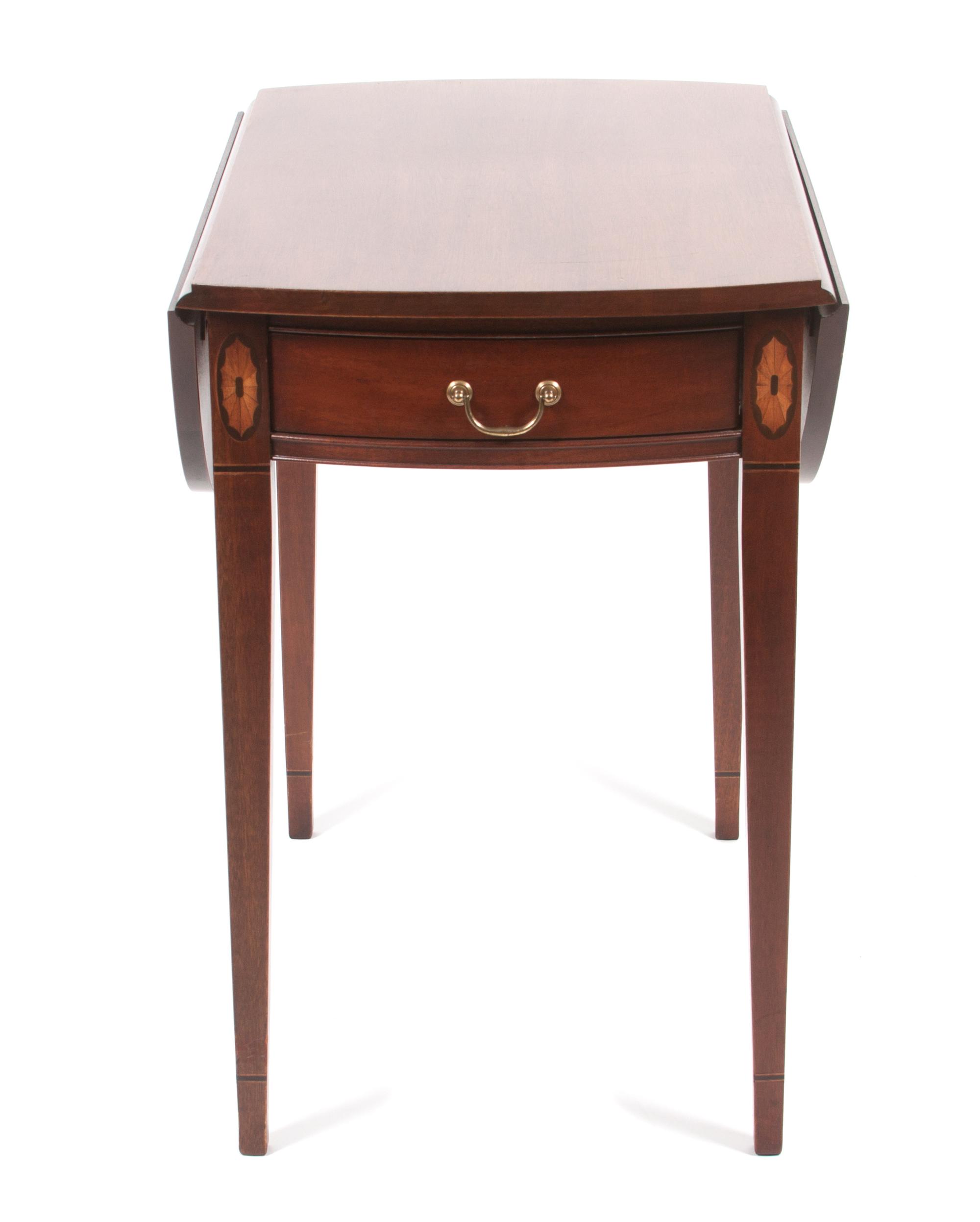 A Hepplewhite Style Drop Leaf Table Height 28 x width 27 x depth 18 inches (closed). — HICKORY CHAIR COMPANY, 20TH CENTURY