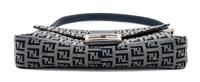 A Fendi Navy Monogram Canvas Zucca Baguette, 5" H x 10.25" W x 1.75" D; Strap drop: 6.5"- 9.5".