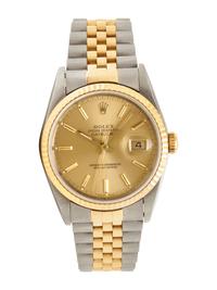 ROLEX, REF. 16233 STAINLESS STEEL AND YELLOW GOLD 'OYSTER PERPETUAL DATEJUST' WATCH