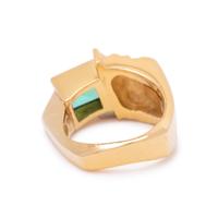 YELLOW GOLD, GREEN TOURMALINE AND DIAMOND RING