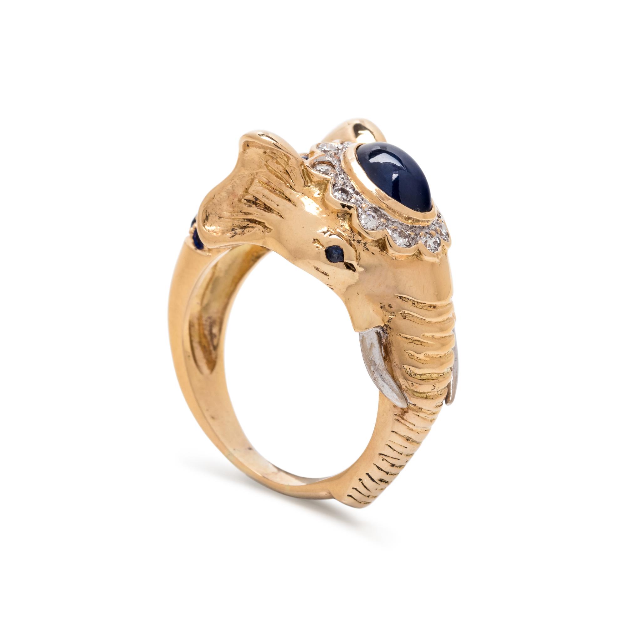 SAPPHIRE AND DIAMOND ELEPHANT RING