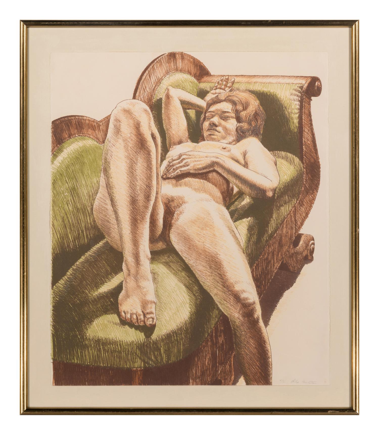 Reclining Nude on Green Couch, 1971