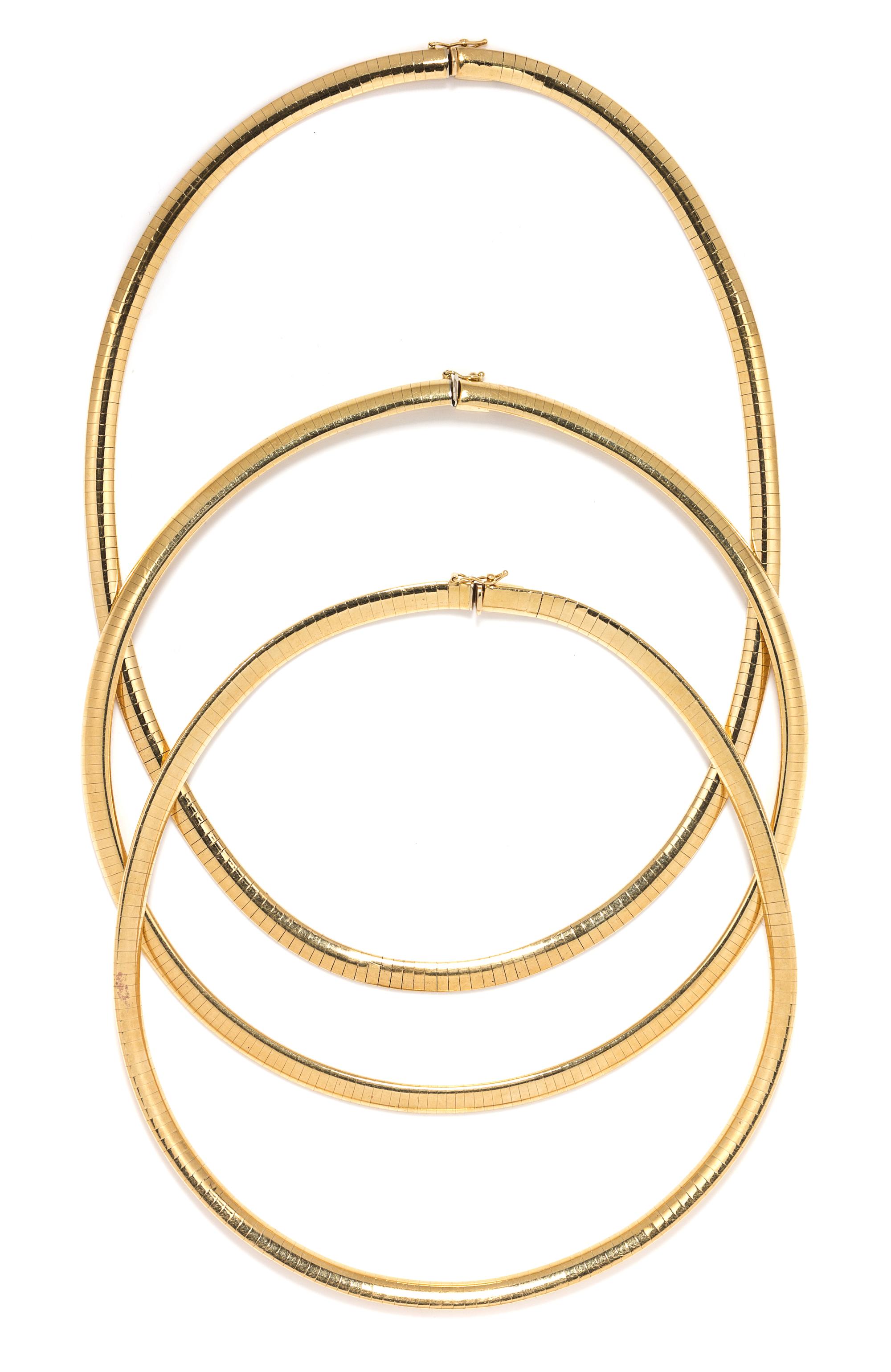 A Collection of 14 Karat Yellow Gold Omega Chains, 64.60 dwts