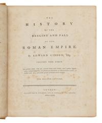 GIBBON, Edward (1737-1794). History of the Decline and Fall of the Roman Empire, Volume the First [-Sixth] . London: W. Strahan & T. Cadell, 1776-1788.