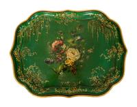 A Regency Green and Gilt Lacquer Papier Mache Tray Table — 19TH CENTURY