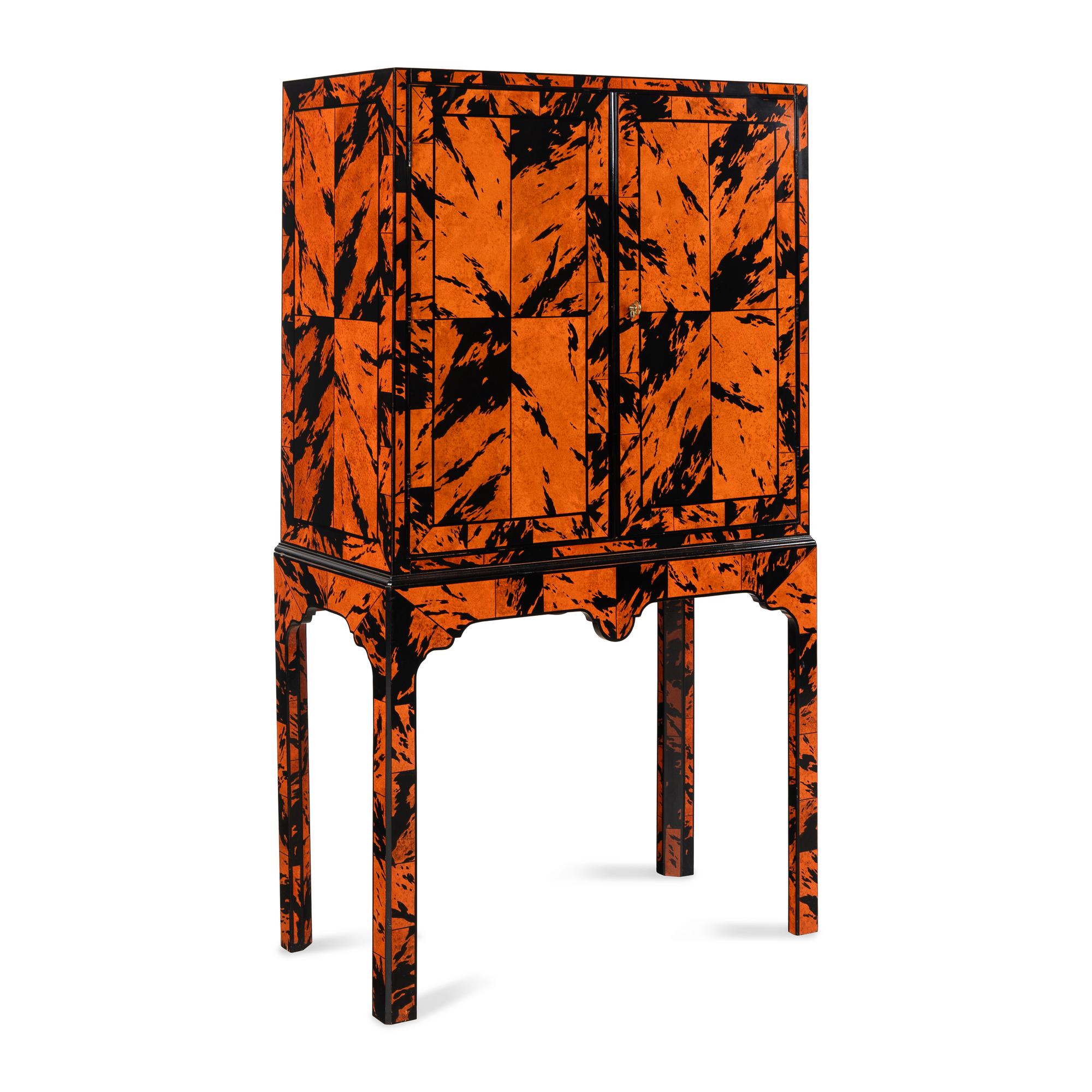 A Baker Faux Shell Cabinet on Stand