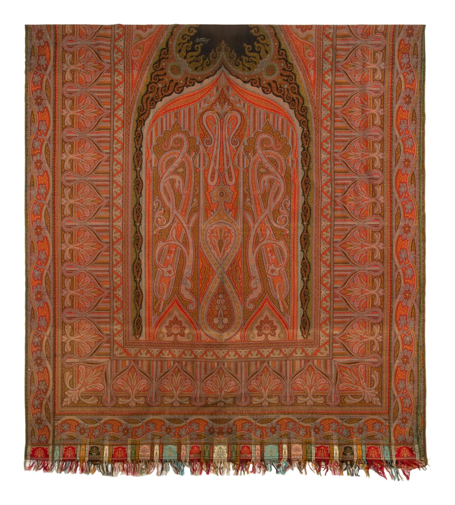 Herbert & Fils Woven Paisley Shawl with Woven Signature, 1855