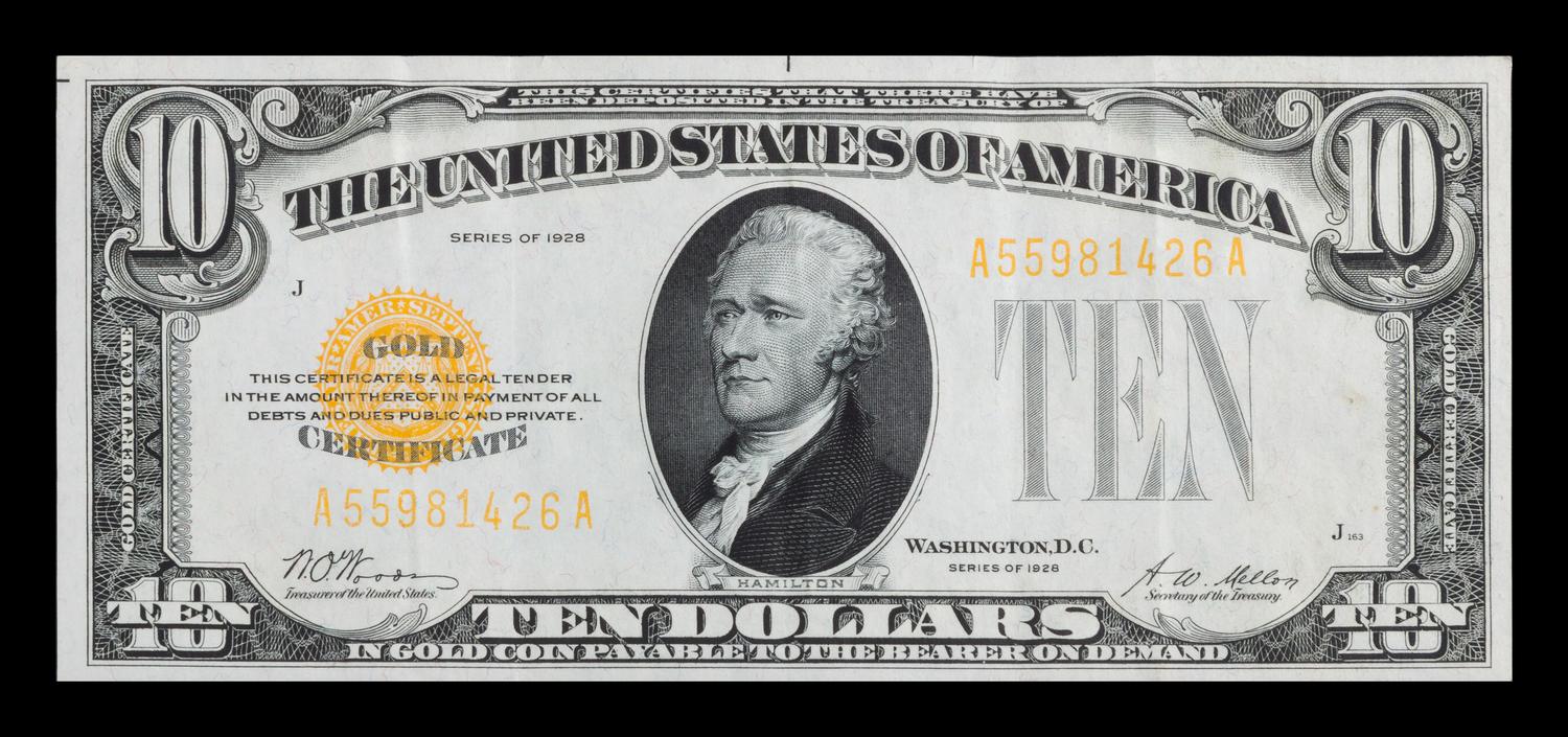 A United States 1928 $10 Gold Certificate