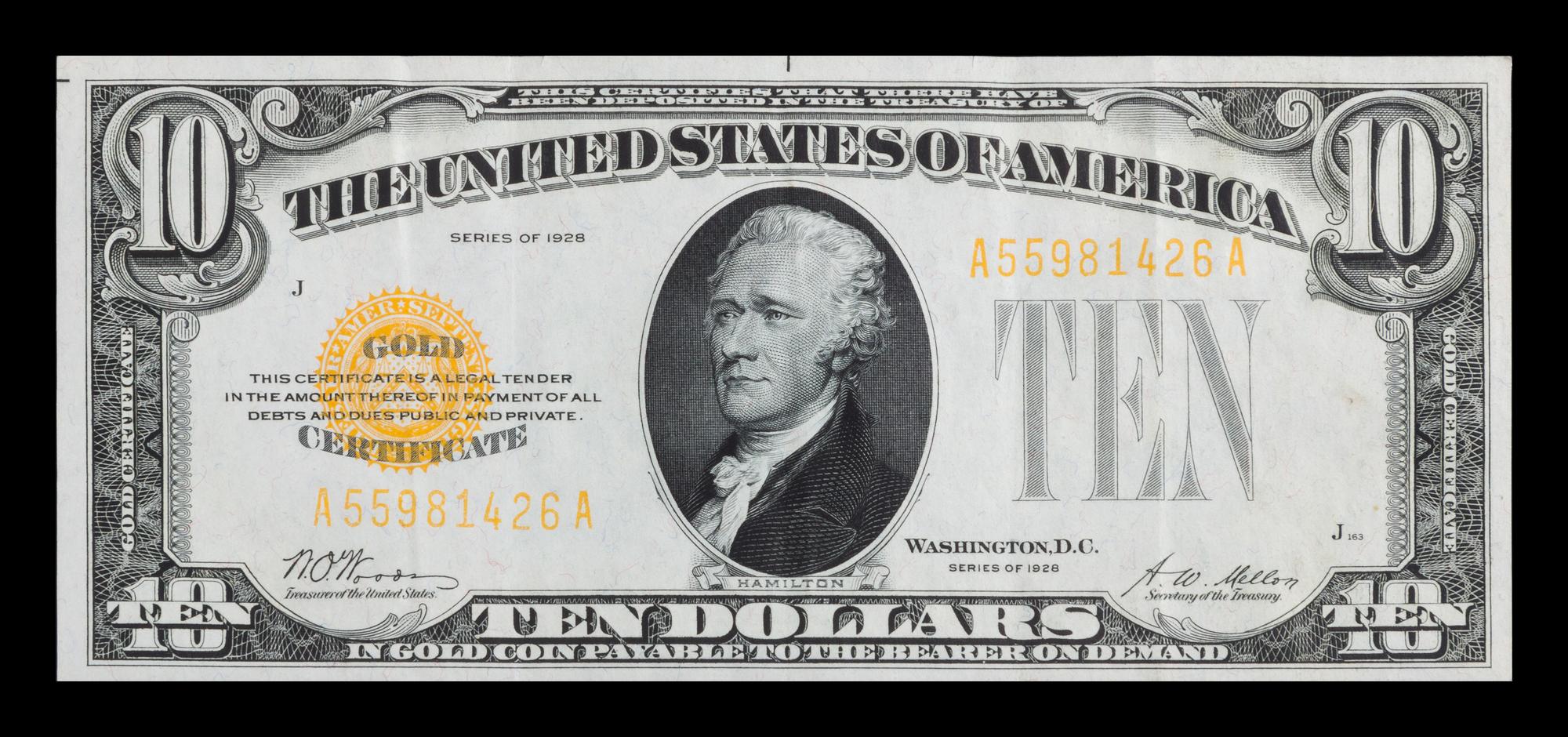 A United States 1928 $10 Gold Certificate