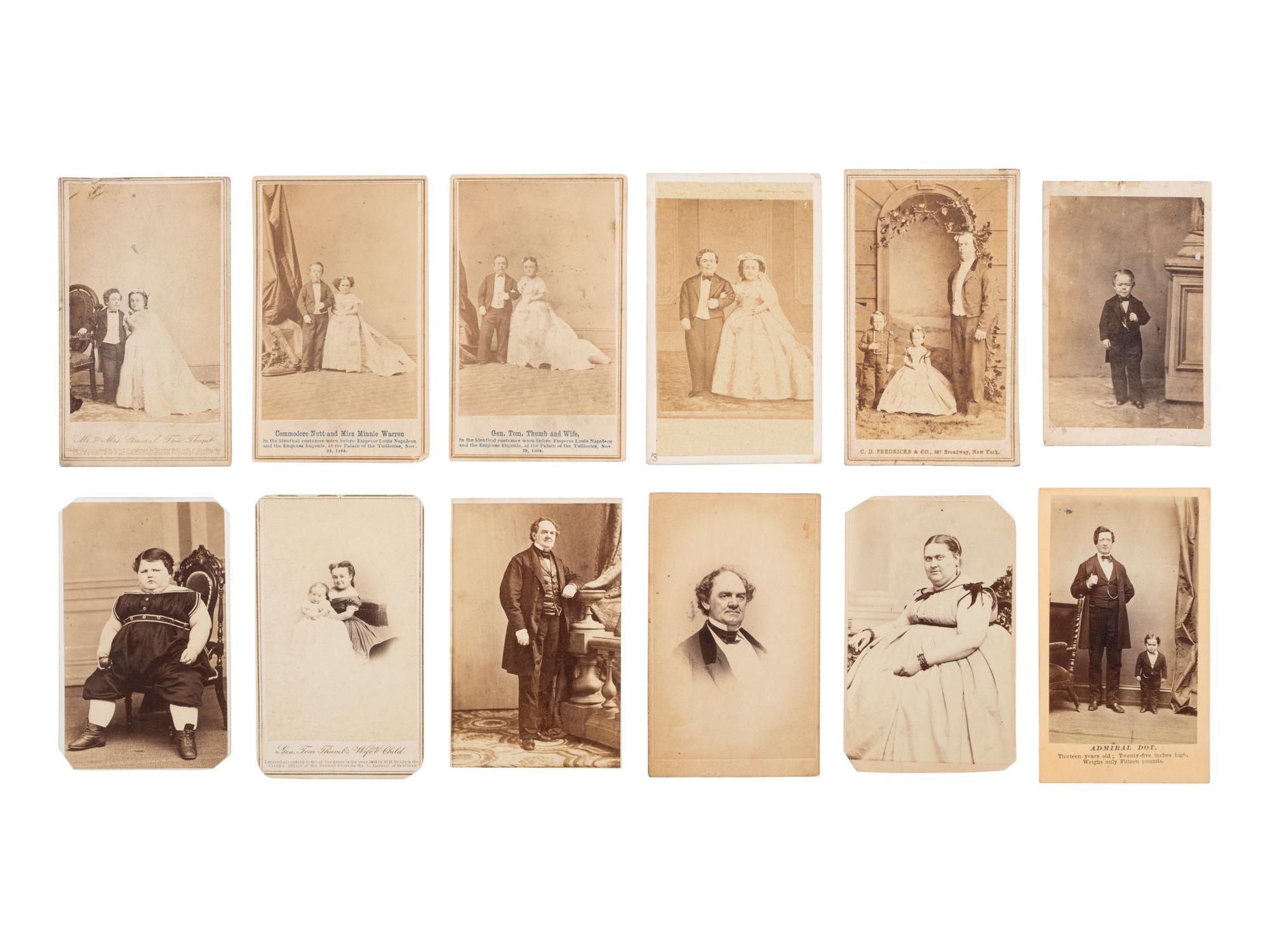[CIRCUS & SIDESHOW PERFORMERS]. Collection of CDVs featuring PT Barnum, Tom Thumb, and others.